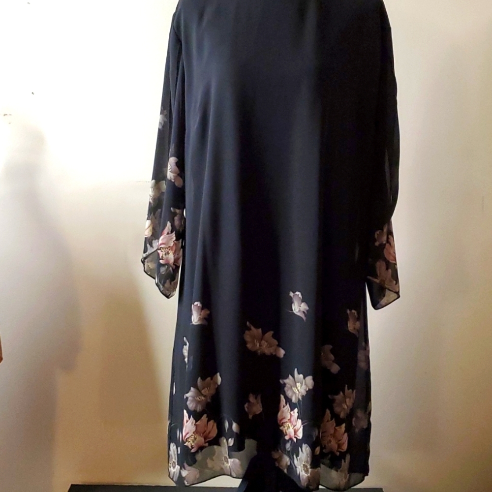 Grace Karin  black floral, flowy, Witchy Ren Faire fairy whimsigoth midi dress.